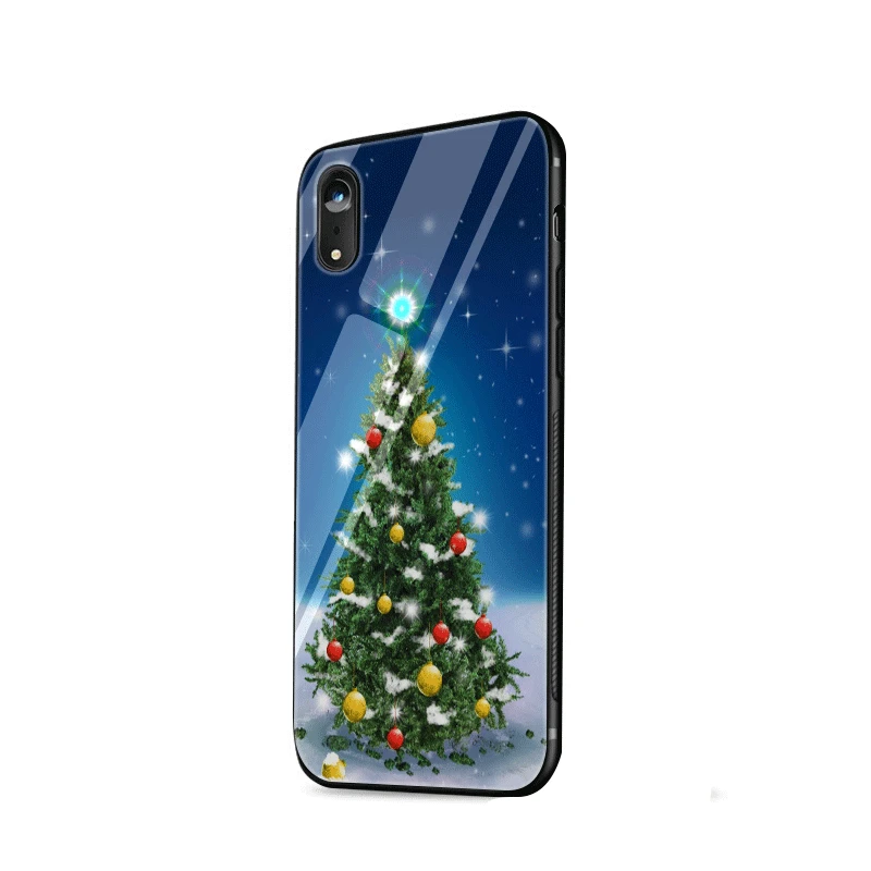 G12 Чехол для телефона из термопластичного стекла для Iphone 5, 5S, 6, 6 S, 7, 8 Plus, X, XR, XS Max, защитный чехол с изображением рождественской елки и снежинки - Цвет: G12