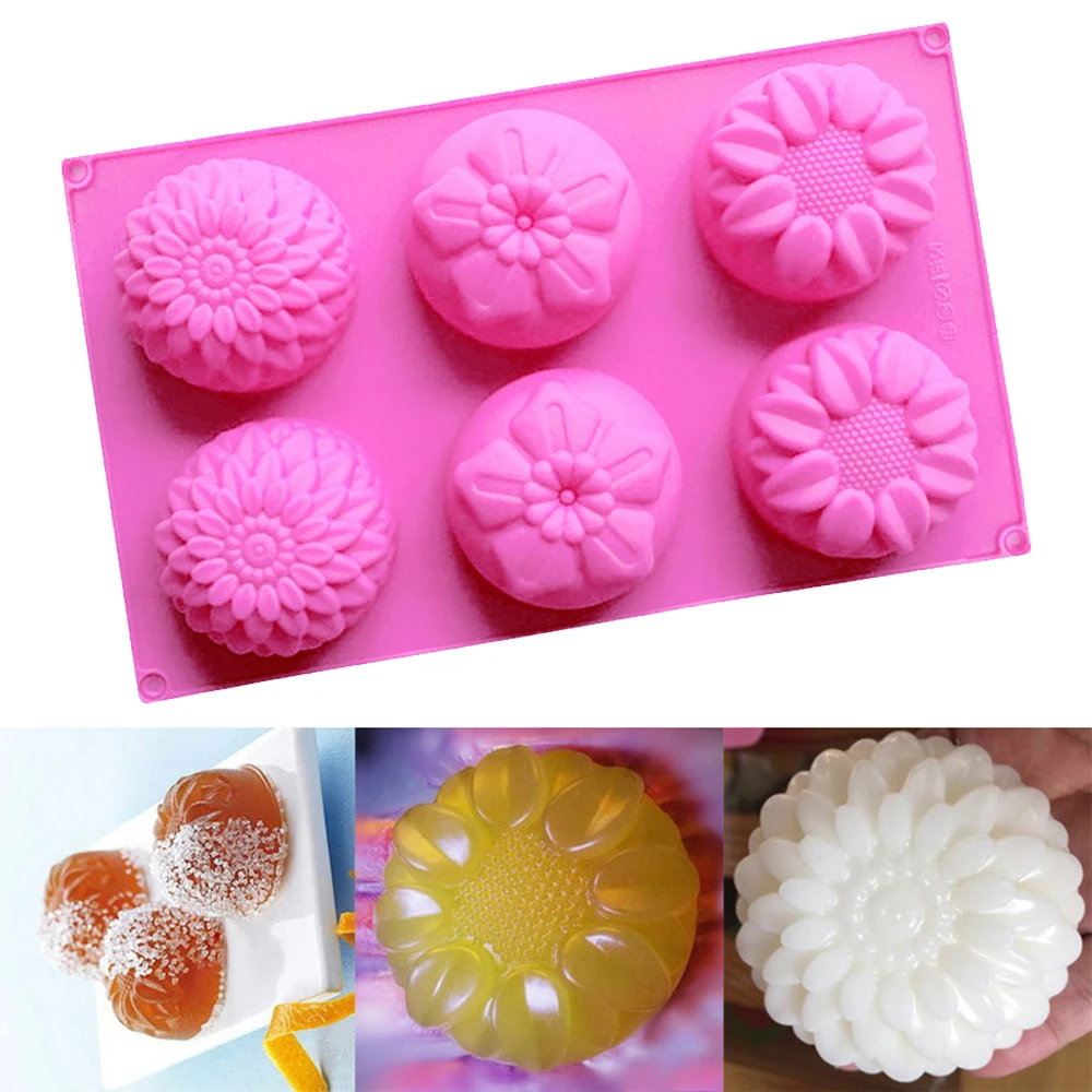 

6 Cavity Flower Shaped Silicone DIY Handmade Soap Candle Cake Mold Supplies 6 Hole Crafts Handmade Soap Mold Free Shipping