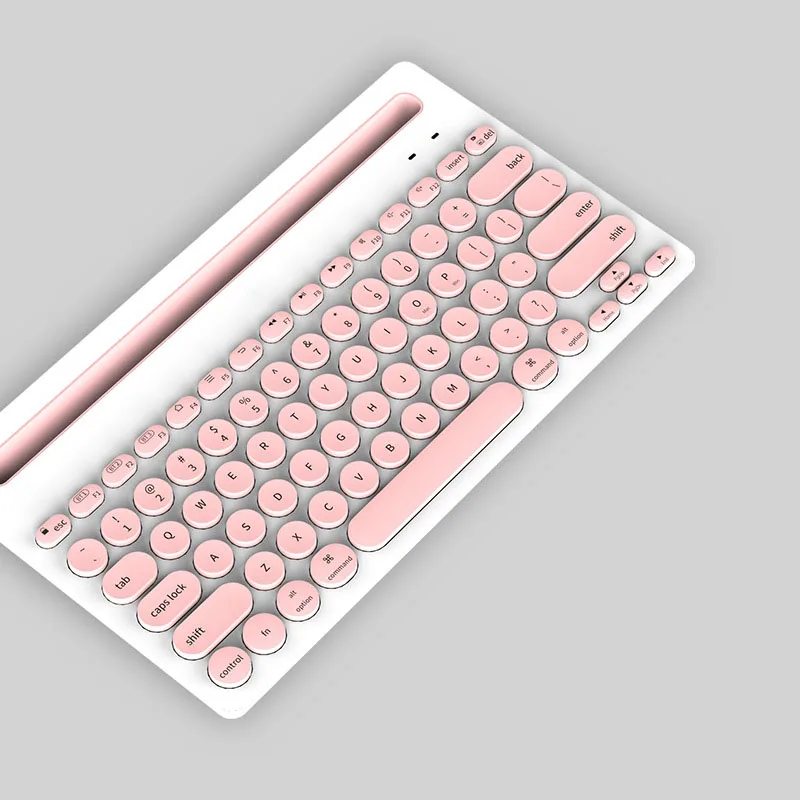 

Portable Desk Mini keyboard with Cell Phone Stand Holder for iphone Android Tablet PC Pink keyboard for iPad Series iOS System