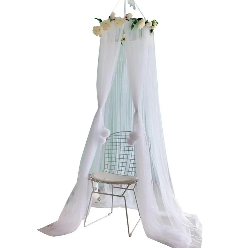

Princess Lovely Nordic Mosquito Net Rose Flower Ring Kids Bed Canopy Hanging Tent Room Decoration for Bedroom Baby