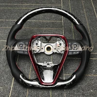 forged carbon fiber steering wheel with perforated leather for to yota 8th camry eighth generation without buttons airbag