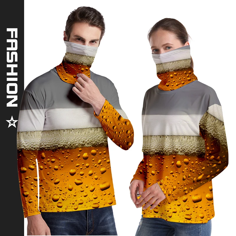 

New Fashion 3d Face Mask T-shirts Beer Costume Print Men Women T-shirt Tops Long Sleeve Unisex 3D T Shirts Tee Shirt Sweatshirts