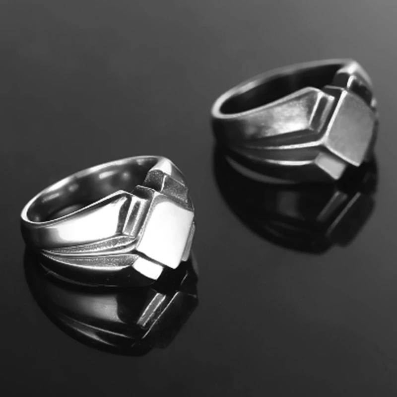 Мужское кольцо из нержавеющей стали Скандинавское винтажное античное черное