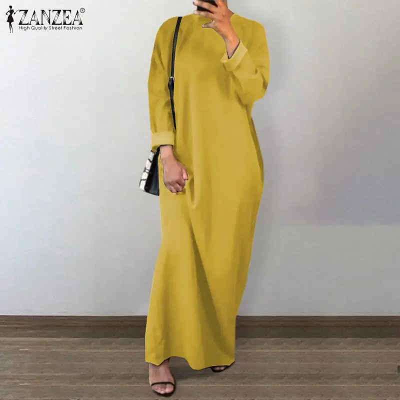 Женское винтажное Макси-платье с длинным рукавом, в стиле хиджаб