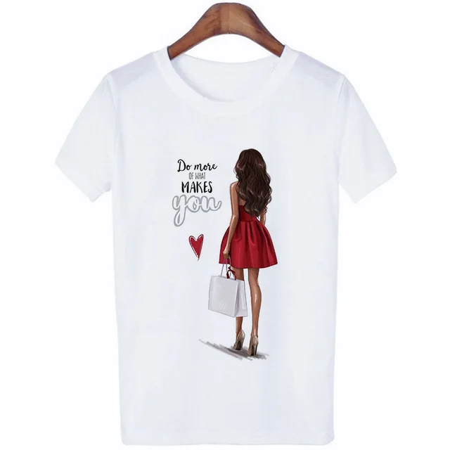 

Summer Women Fashion Printing Short Sleeve Cotton White T-shirt