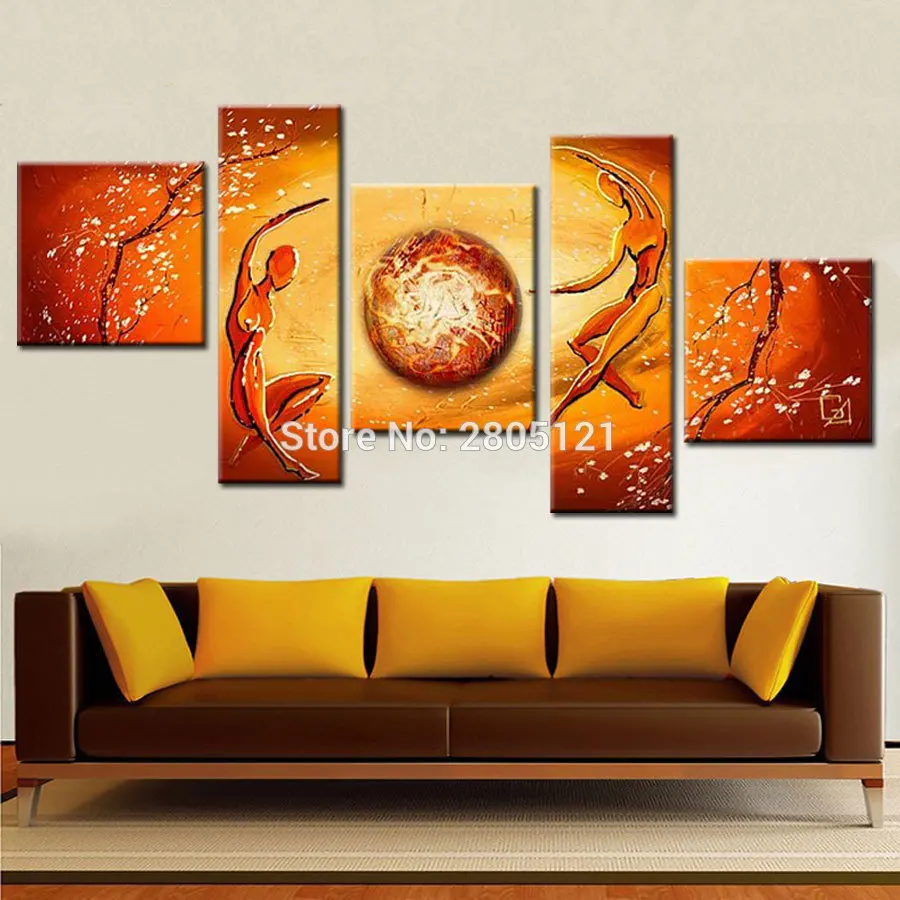 

Hand Painted Modern Wall Canvas Art figure deep gray Oil Painting abstract lover couple Wall paintings 5pcs Home Decor Picture