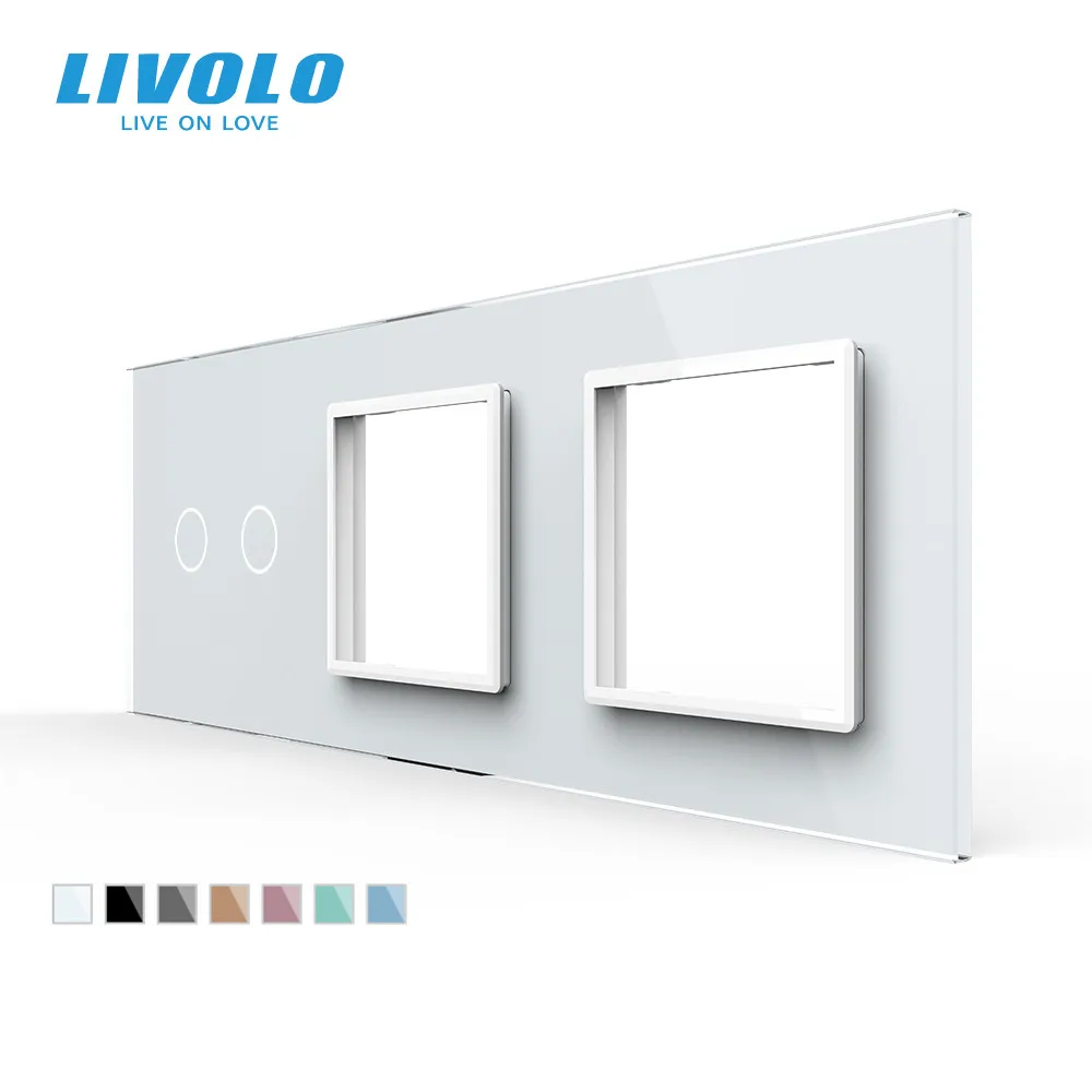 

Livolo White Pearl Crystal Glass,222mm*80mm, EU standard,2Gang &2 Frame Glass Panel,C7-C2/SR/SR-11(4 Colors),only panel,no logo