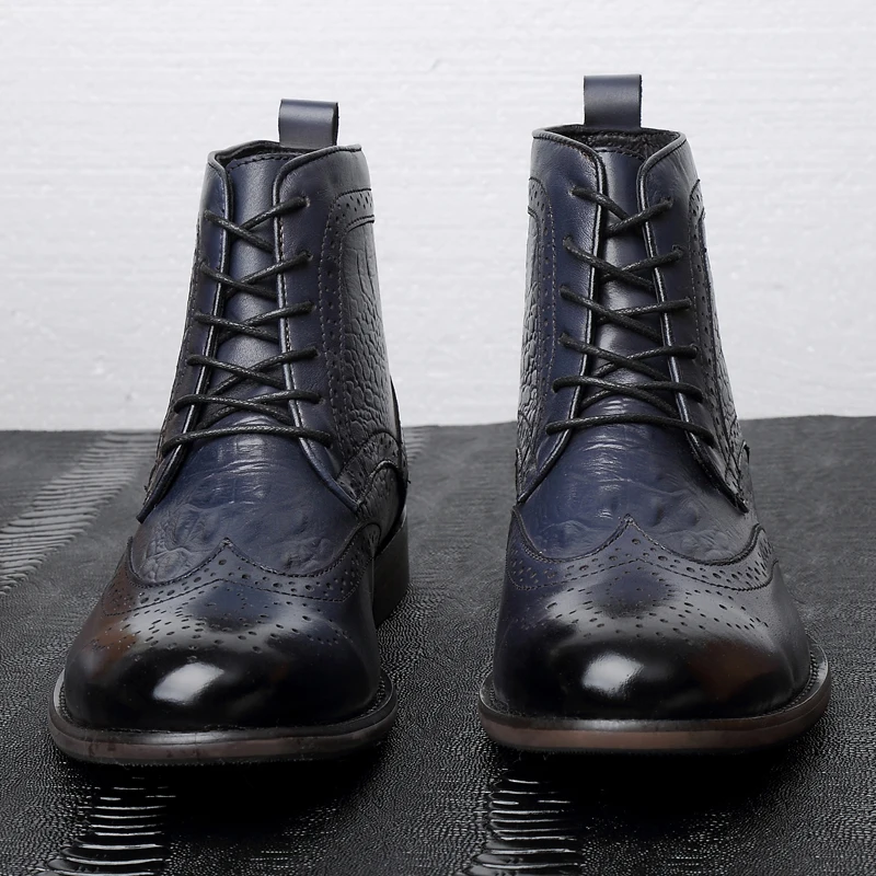 Роскошные Брендовые мужские повседневные сапоги из натуральной кожи Обувь с