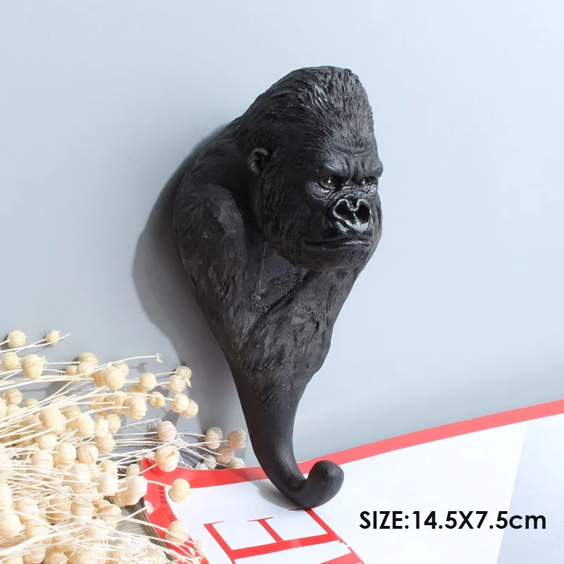 chimpanzee 2 шт. Креативные 3D крючки для животных, настенные вешалки, украшения, подвесные крючки для одежды, дверной крючок, Зебра, слон, Антилопа, лось, жираф, Декор - Цвет: chimpanzee