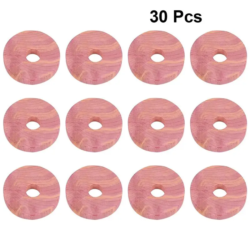 

30pcs Cedar Wood Ring Circular Bug Repellent Ring Wooden Round Chips Mothproof Wardrobe Cedar Chip