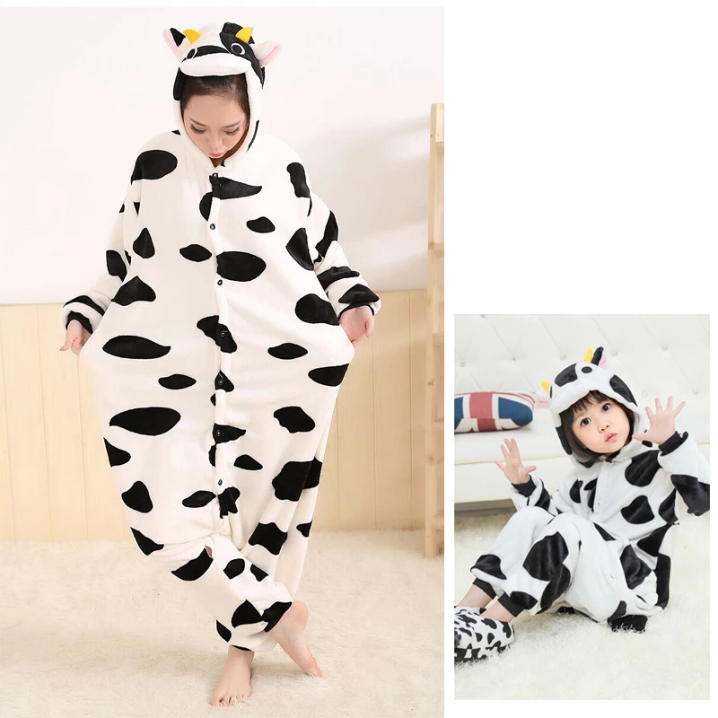 Cow Костюм единорога для взрослых девочек; детский фланелевый комбинезон с единорогом; костюм Человека-паука для женщин; аниме-комбинезон; Маскировка; цельный костюм - Цвет: Cow
