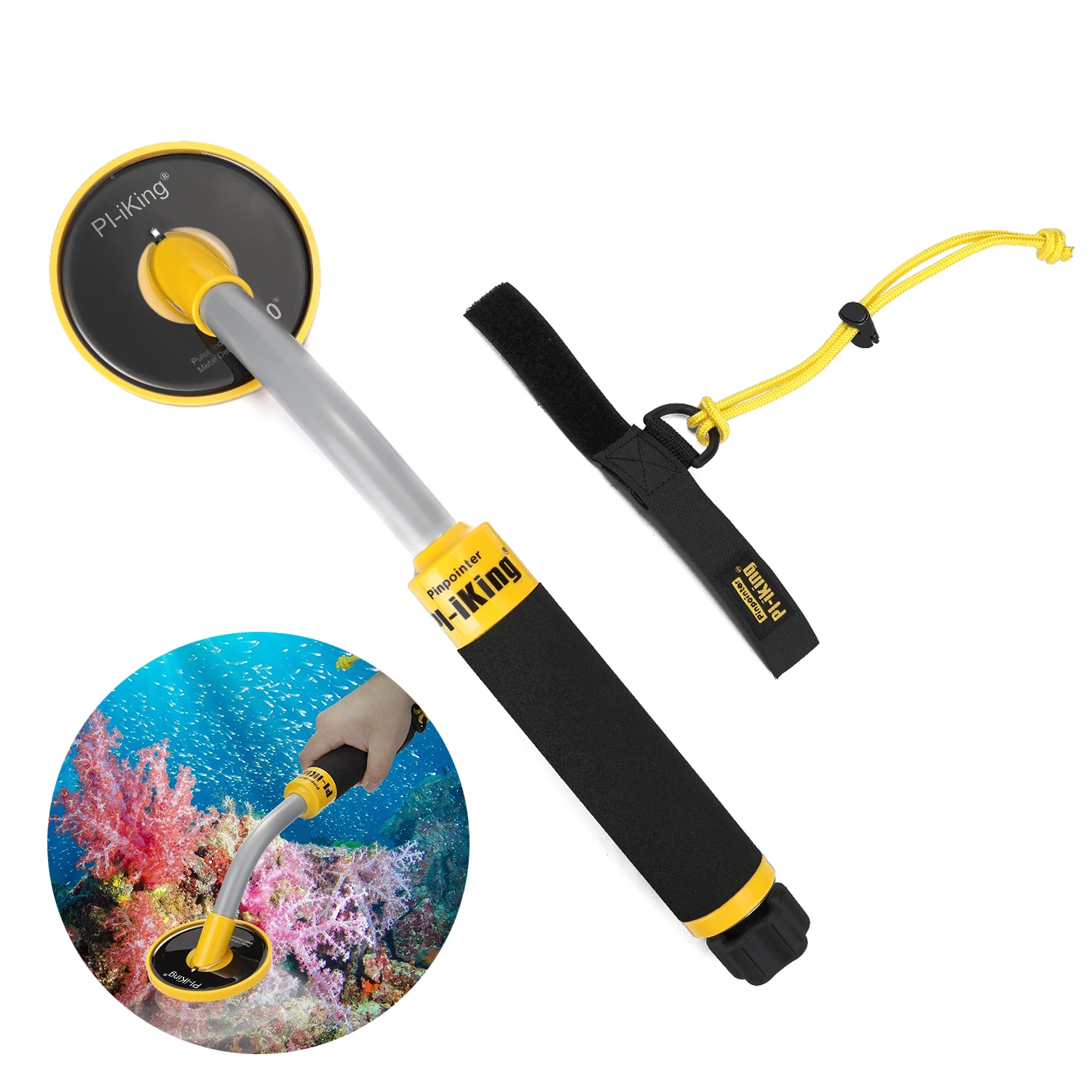 

750 30m Targeting Pinpointer Pulse Induction PI Underwater Metal Detector Waterproof Metal Finder LED Light Vibration Indication