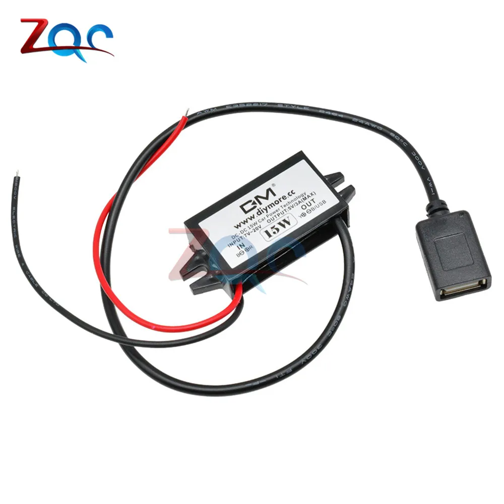 Femal USB выход DC-DC преобразователь регулятор 15 Вт 12 В до 5 3 А Макс понижающий адаптер