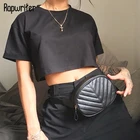 Укороченный Топ женский, однотонный, с круглым вырезом и коротким рукавом, лето, 2020