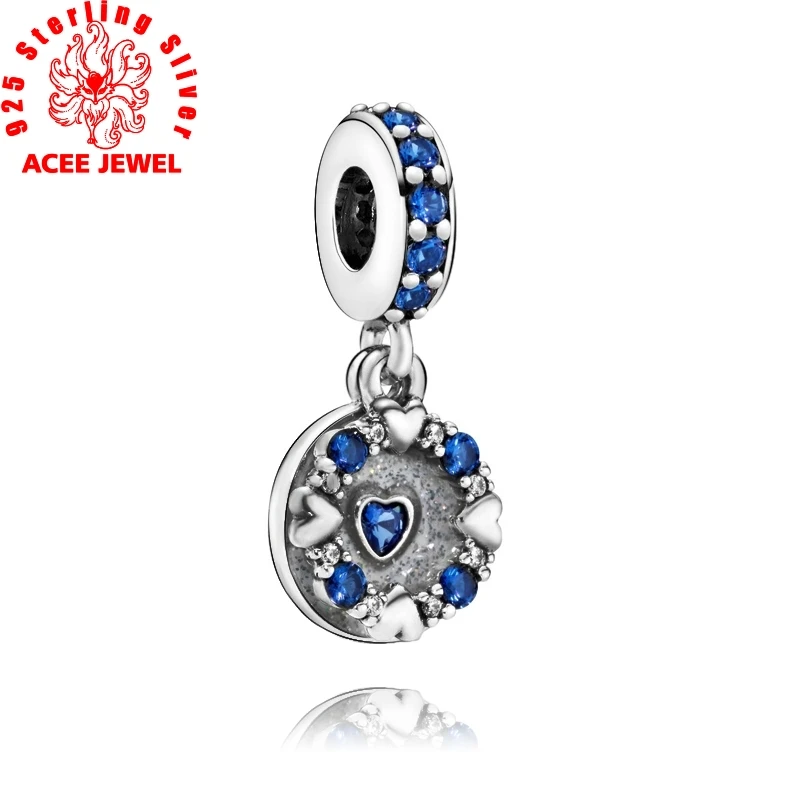 

2019 winter New 925 Sterling Silver Beads Sparkling Hearts Dangle Charms Pendant fit Original pandora Bracelets DIY Jewelry