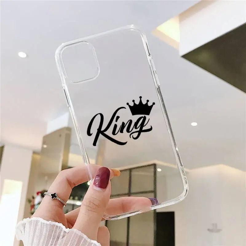 

luxury Crown Princess king Phone Case Transparent for iPhone 6 7 8 11 12 s mini pro X XS XR MAX Plus SE cover funda