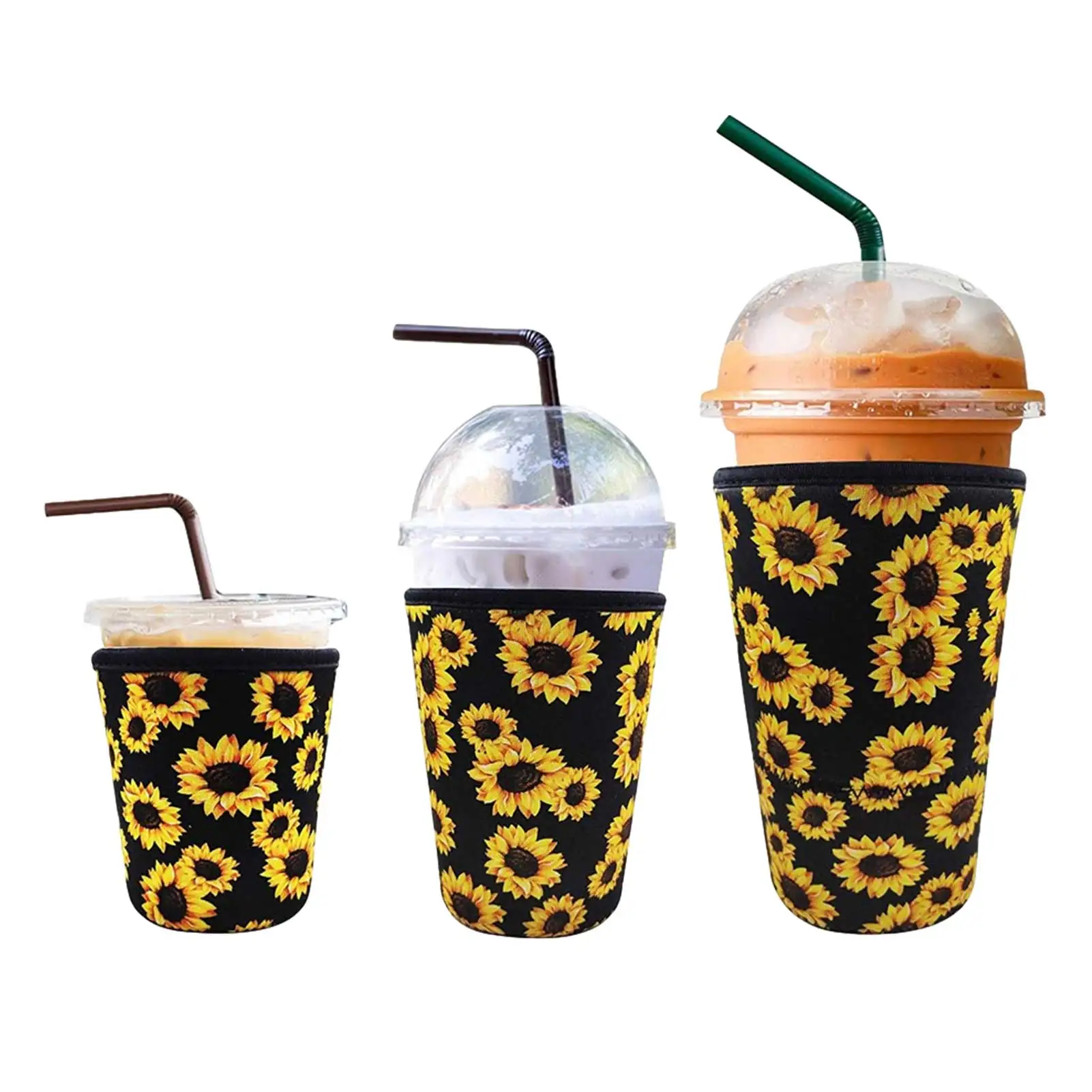 3 шт. многоразовые ледяные кофейные чашки с защитой от падения неопреновый рукав