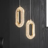 modern led crystal ring pendant lights gold restaurant hanging lamps bedside lighting decoration bedroom luxury droplight