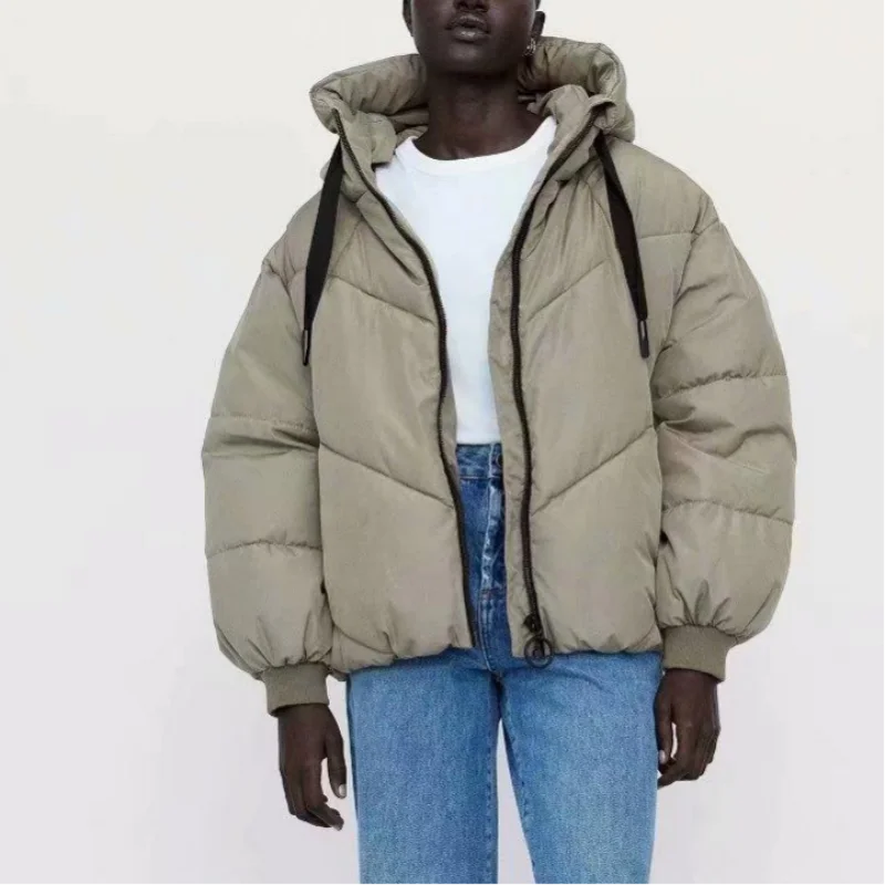 

Winter jacket women korean fashion parka jacket zipper up bubble coat hooded designer black quilted coats oversized white