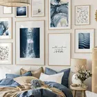 Абстрактная синяя Настенная картина для дайвинга пар пляж морских ракушек Дельфин Художественная Картина на холсте скандинавский постер Декор картина для гостиной