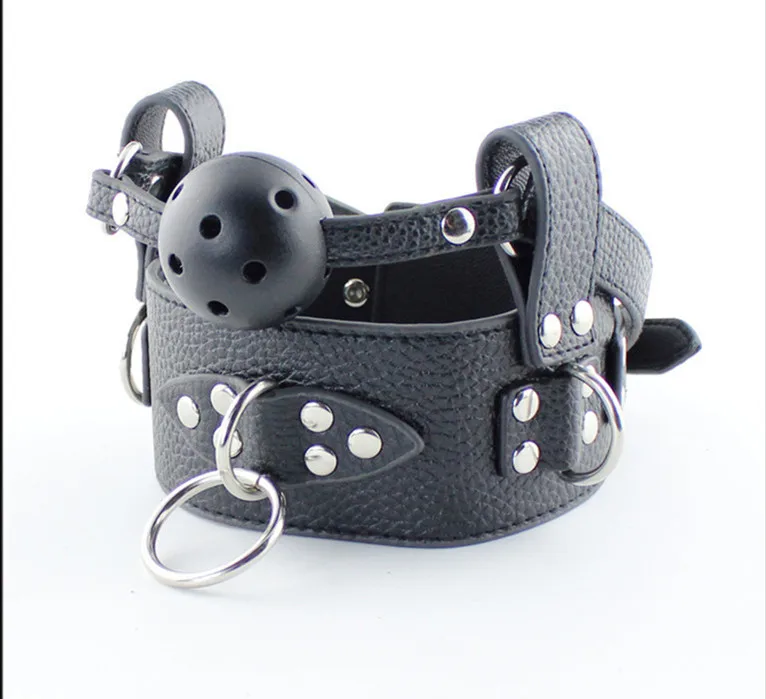 Кожаные наручники с воротником и ртом мужской женский мастер раб собака рабыня