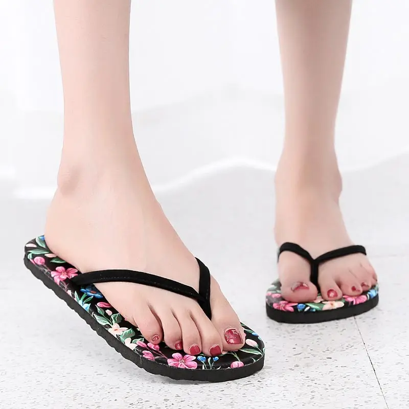 

Slippers Women Flowers Beach Breathable Shoes Home Slipper Flip-Flops Flat Shoes Fashion Female Beach Shoes Casual Slippers
