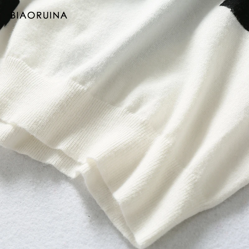 BIAORUINA женский геометрический контрастный цвет свитер с высоким воротом Женский