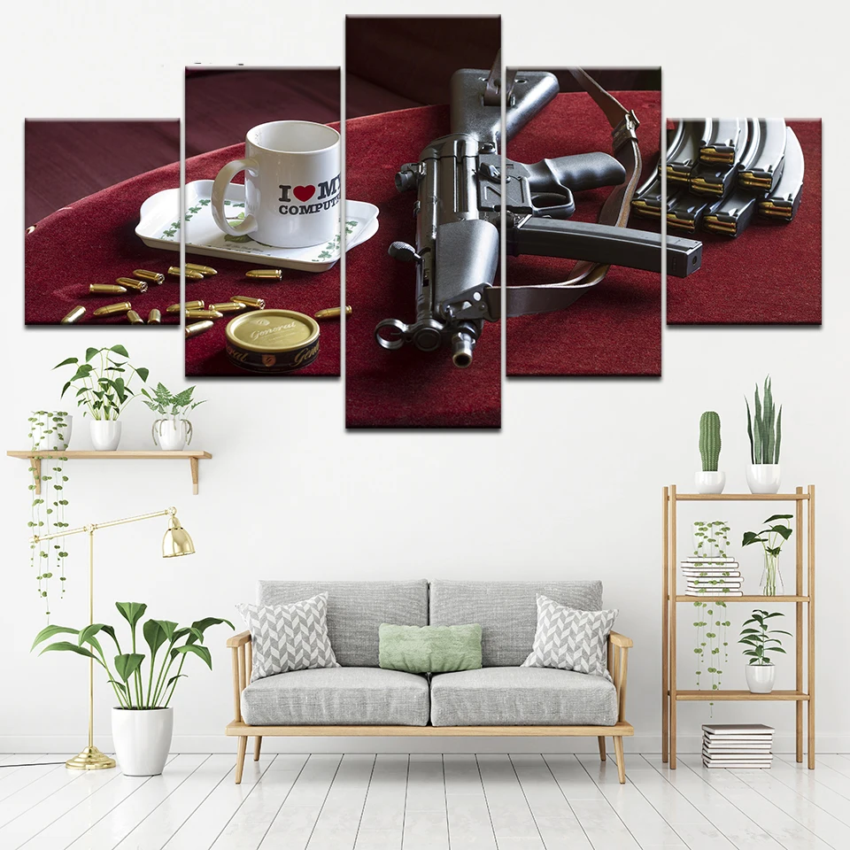 

Canvas Painting Hd Print Modular Poster 5 Pieces/Pcs Arms Gun Bullet Art Home Decoration Modern For Boy Room Framework
