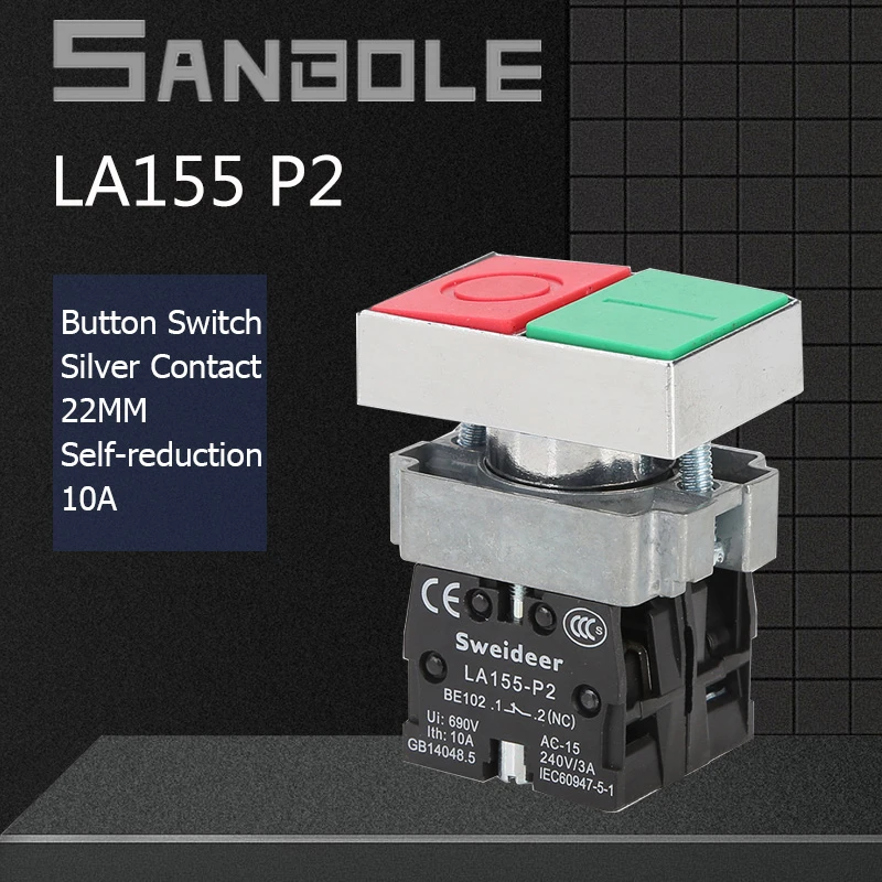 22 мм сброс управления Водонепроницаемая нажимная кнопка переключатель красный