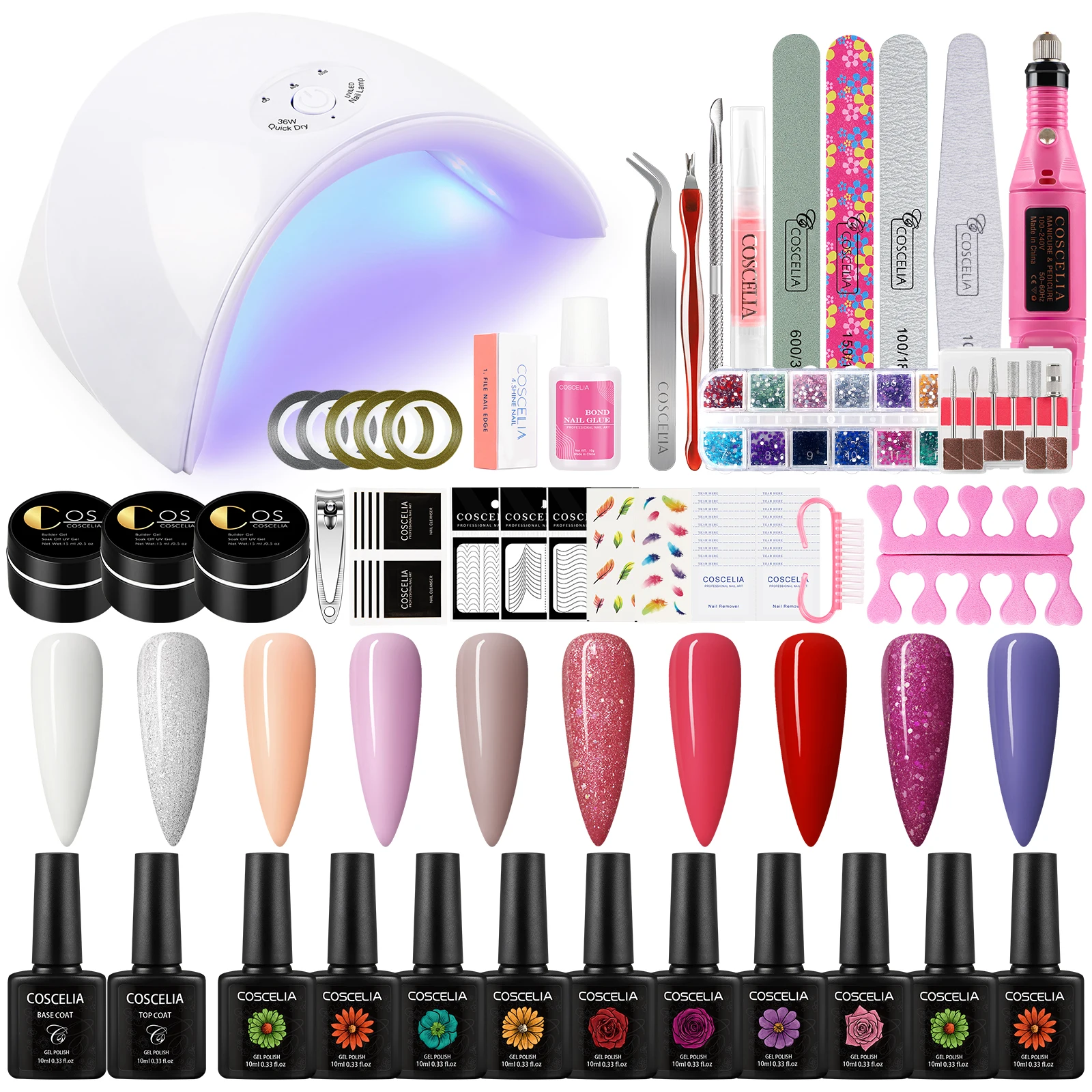 Набор для маникюра COSCELIA с УФ светодиодный лампой и гель-лаком | Красота здоровье
