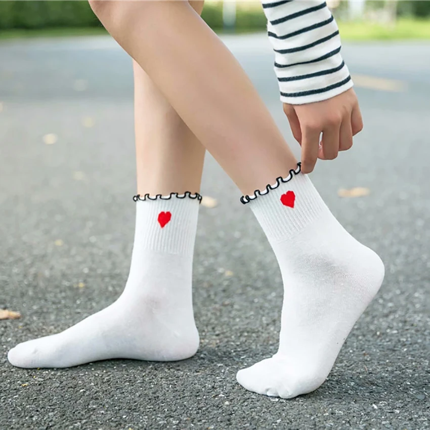 

Korean Style High Quality Comfortable Lace Ruffled Socks Ladies Pure Color Cute Sweet Simple Women's Socks Shallow Casual Style