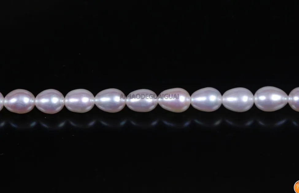 

APDGG Natural Freshwater AA 7*9mm rice white pearl strands loose beads women lady jewelry DIY
