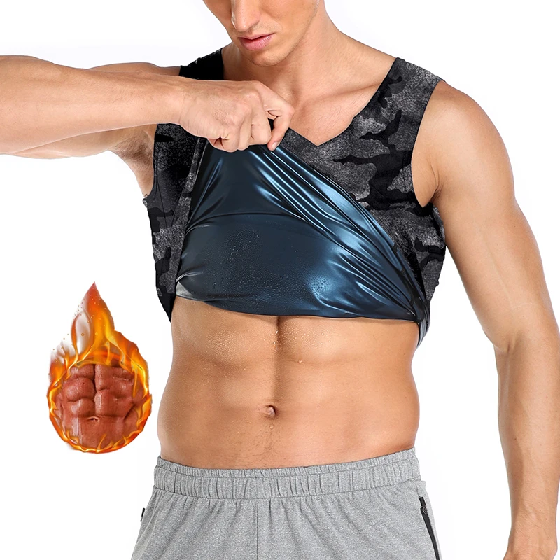 

2021 New Abdominal Binder for Man Slimming Shapewear Workout Sauna Tank Top Vest Sweat Body Shaper Heat-Trapping Camo Hot Shirt