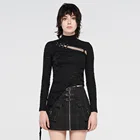 Женский трикотажный топ с длинным рукавом и асимметричным подолом, в готическом стиле, футболки в стиле стимпанк