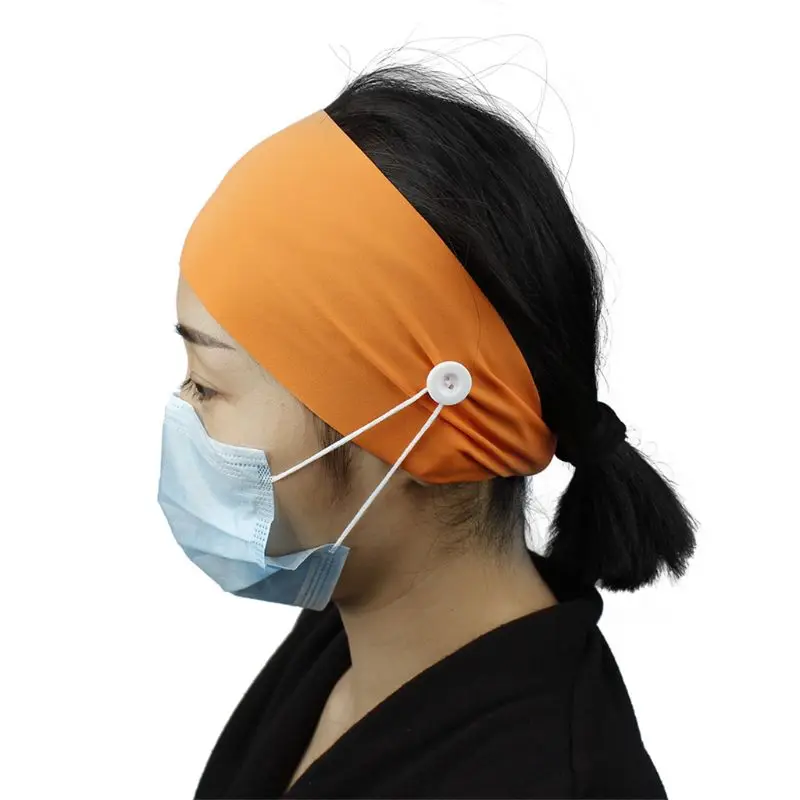 Модная спортивная широкая повязка на голову унисекс с держателем для маски