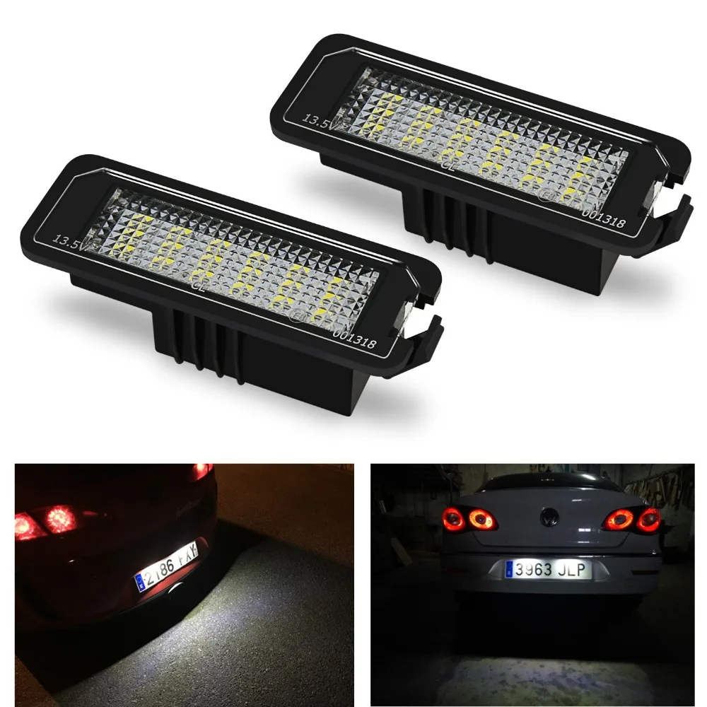 

2x Number License Plate Light Lamp No Error 18SMD LED 12V 6500k White for VW Golf MK4 MK5 MK6 Passat Polo CC Eos Car Accessories