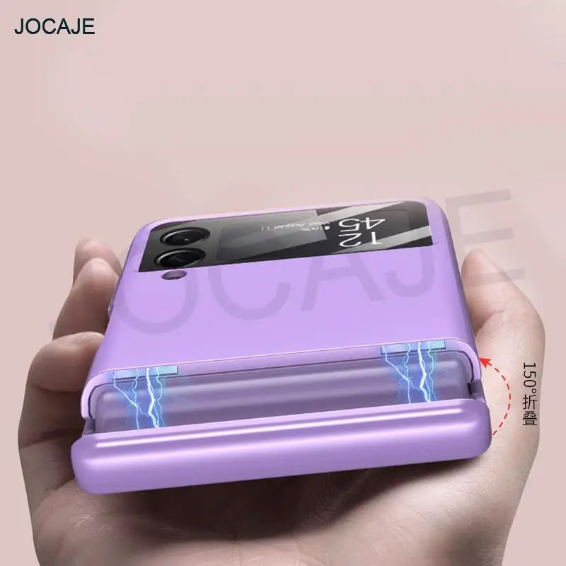 matte hinge magnetic adsorption phone case for samsung z flip 3 5g full protection camera glass hard case for galaxy z flip 3 free global shipping