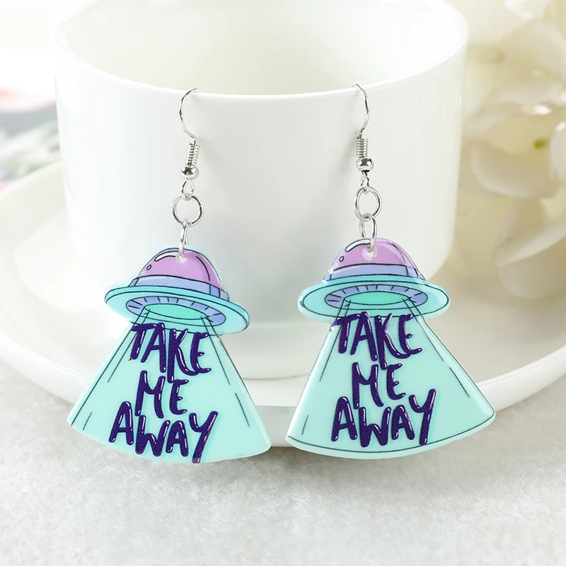 Модные висячие серьги Pastel Goth Alien Spooky UFO для девочек женщин детей подарок на день