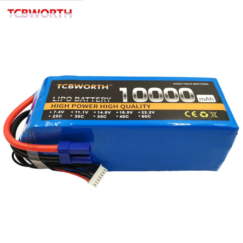RC LiPo батарея 22,2 V 10000mAh 25C 6S RC литий-полимерные батареи для RC модели самолетов, автомобилей, лодки, дрона, танка, вертолета AKKU TCBWORTH