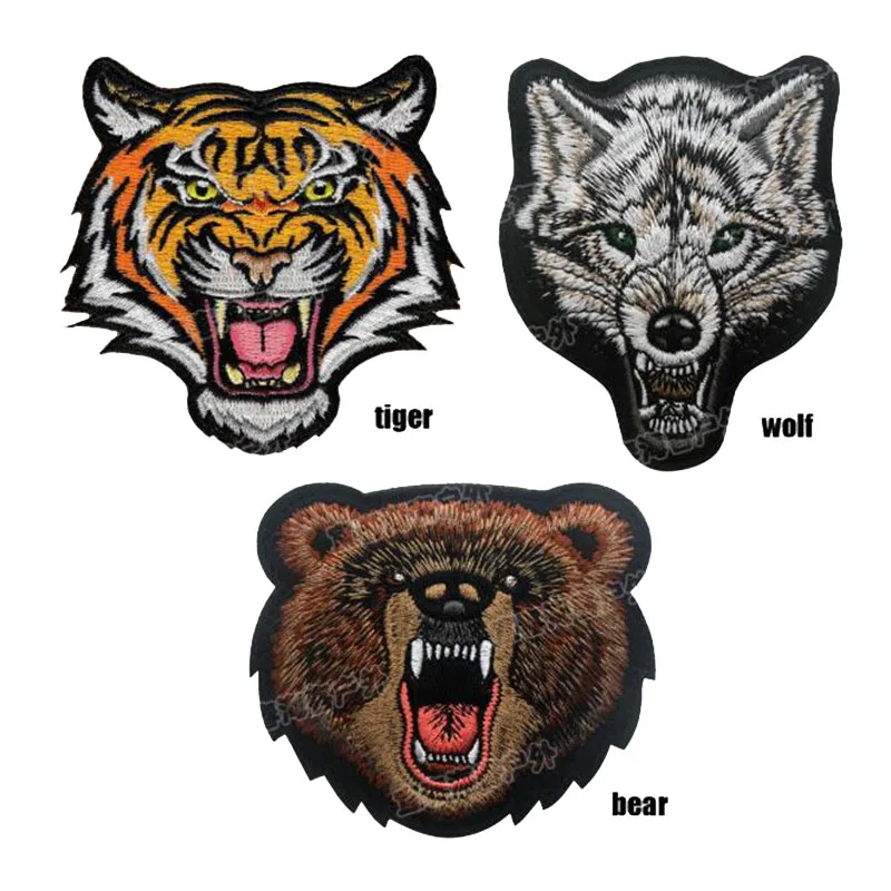 

Animal Shape Armband Paste Patch Tiger Wolf Bear Cloth Label Decoration Clothes Backpack Hat Tactical Morale Embroidery Badge