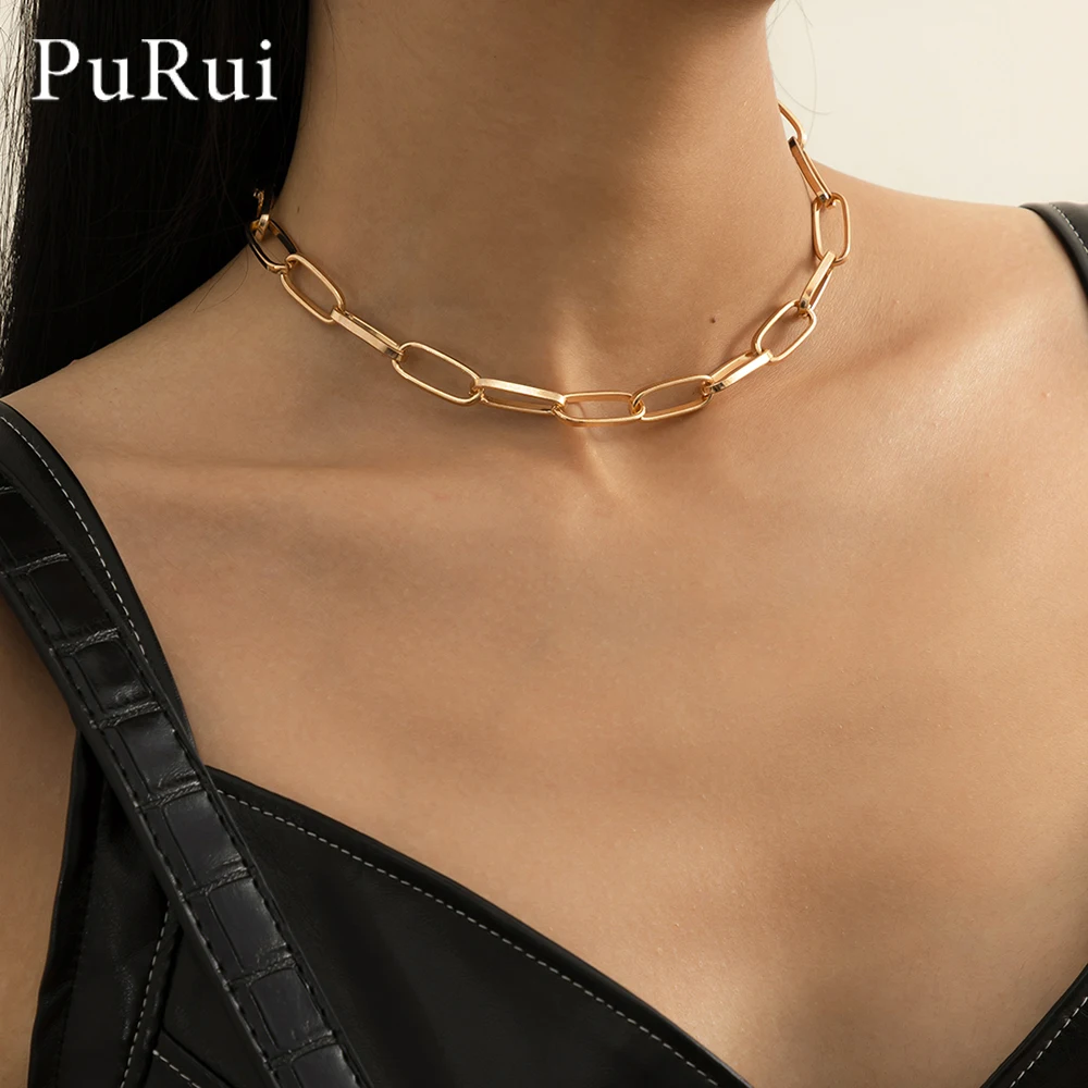 

Vintage Rock Choker Necklace Chains for Women Exaggeration Collares Naszyjnik 2021 Punk Link Chain Mujer Chocker Party Jewelry