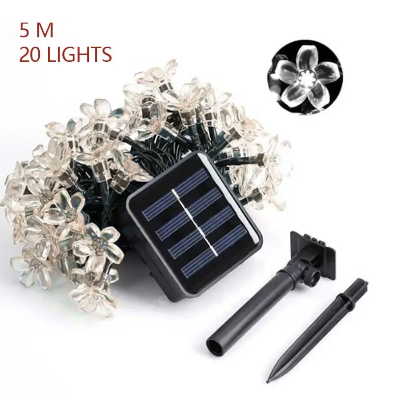 

String Light Solar Powered Fairy Light Cherry Blossoms Lght Christmas Outdoor Decoration Lamp for Courtyard Gardent