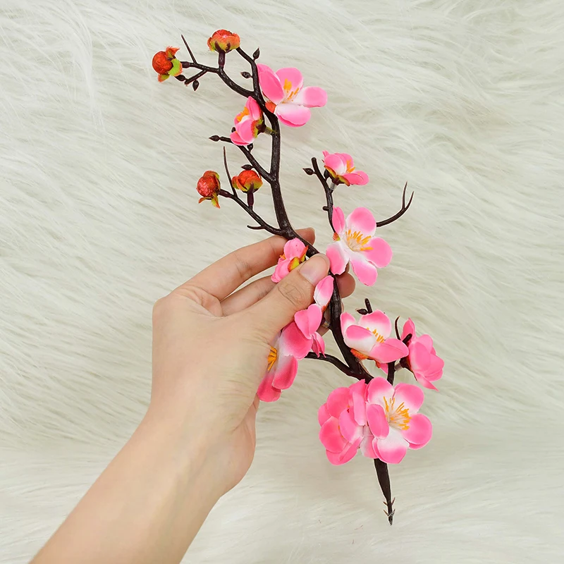 

30cm Artificial Flower Branch Red Plum Blossom Peach Cherry Flowers Bouquet For Home Garden Wedding Birthday Spring Party Decor