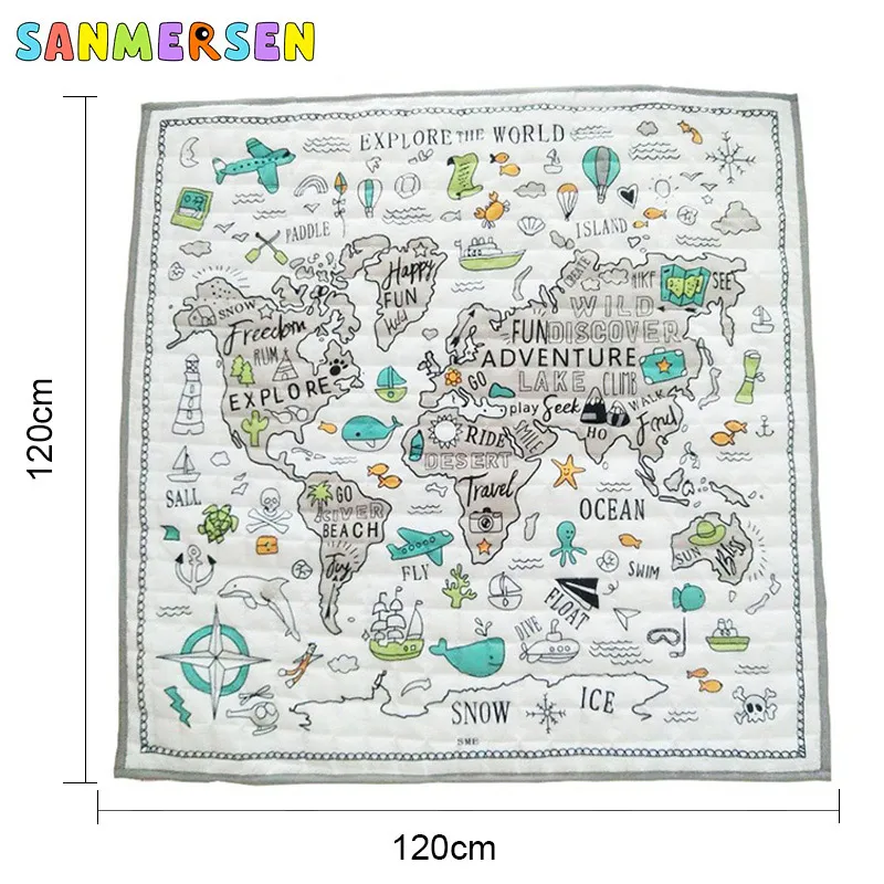 1 2 м детский коврик для ползания морской граффити хлопок игры с картой детское
