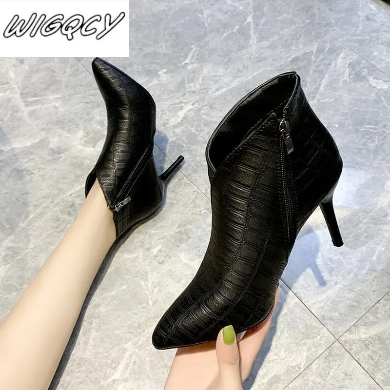 Oymlg2020 новые осенние женские короткие сапоги на тонком каблуке высоком детские