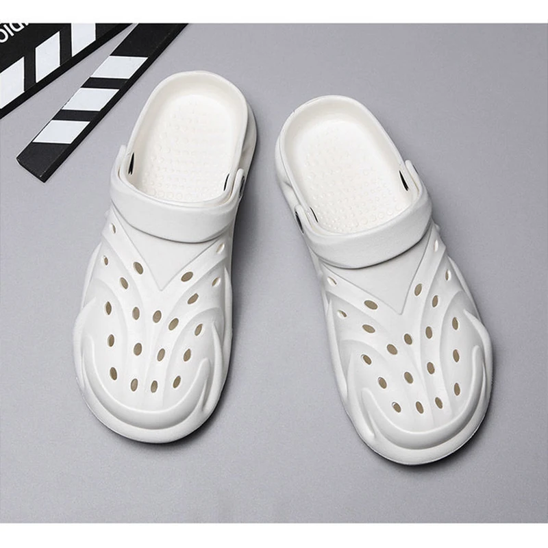 

Men Slippers Summer Clogs Hollow Outdoor Pool Sandals Garden Beach Shoes Water Shower Flip Flops Lightweight Massage Mules