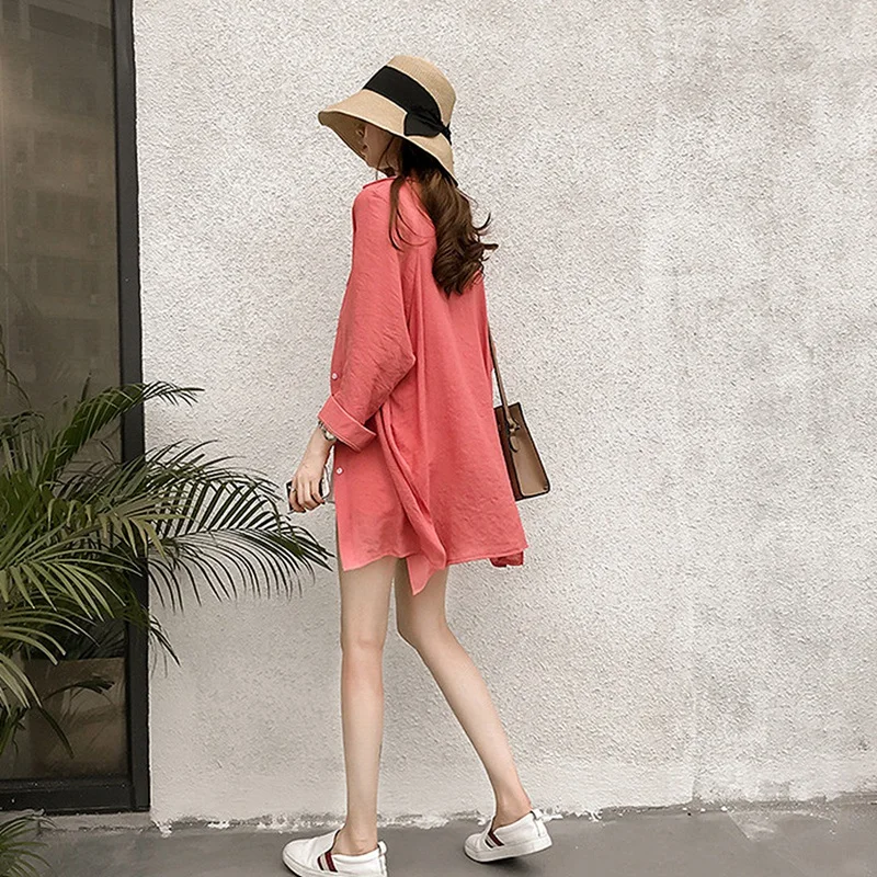 

Korean Loose Shirt Long Sleeve Chiffon Mid-Length Sunsn