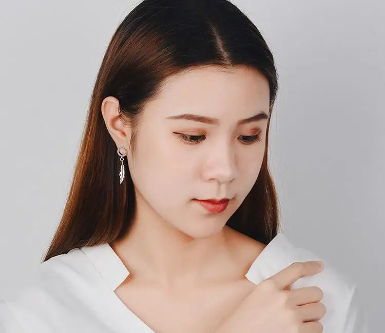 

Hot Selling S925 Sterling Silver Angel Wings Bird Feather Earring Charms For Girl To Gift Jewelry