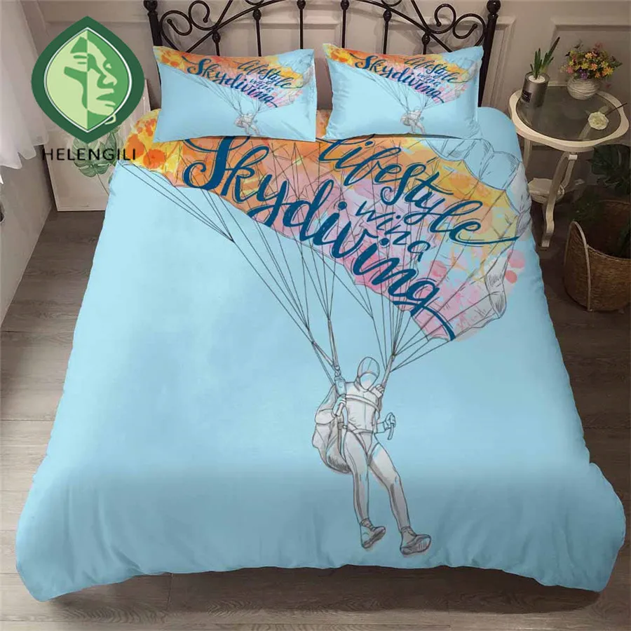 

HELENGILI 3D Bedding Set Paragliding Print Duvet Cover Set Bedclothes with Pillowcase Bed Set Home Textiles #YC-305