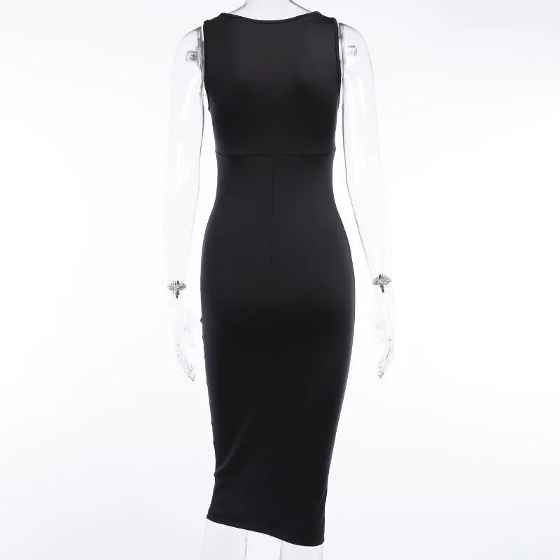 Женское платье карандаш Forefair однотонное облегающее средней длины с v образным